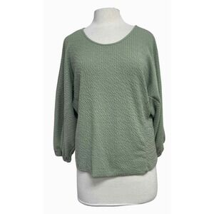 ANTHROPOLOGIE AYRA TEXTURED LS SAGE TOP SIZE L